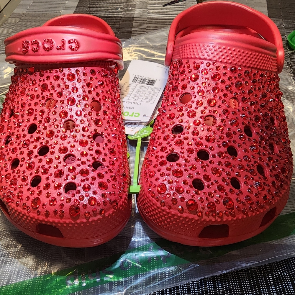 Red Bling Diamond Rhinestone Crocs